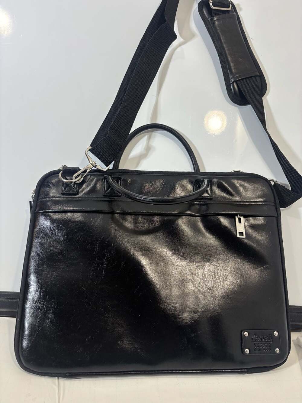 Denali Los Angeles Est. 1968 Black Faux Leather Laptop Briefcase Bag